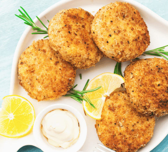 Sweet Potato Fish Cakes with Lemon Mayo Dip