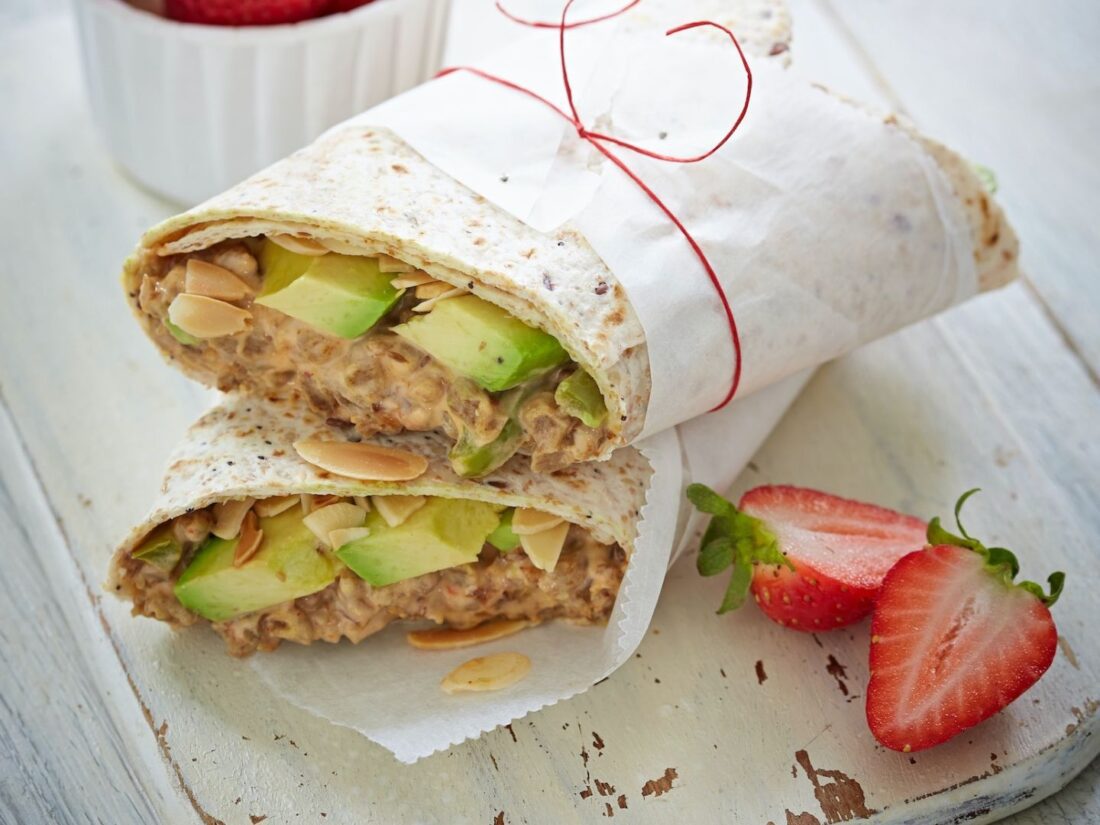 Smashed Chickpea and Avo Wrap featuring B-well Ingredients
