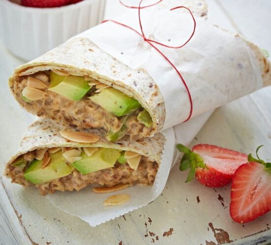 Smashed Chickpea and Avo Wrap featuring B-well Ingredients